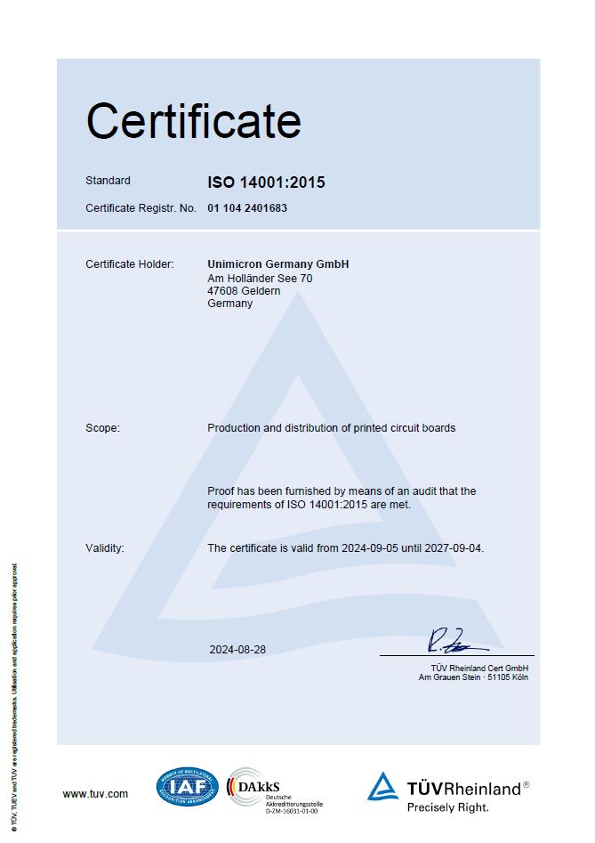 Environmental management system according to DIN EN ISO 14001